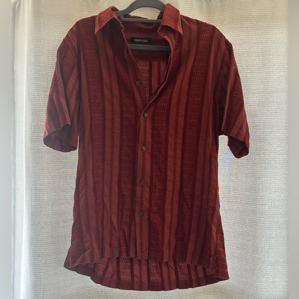 Murano Deep Red Men’s Short Sleeve Button Up